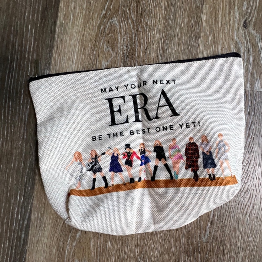 Eras Tour Makeup Bag Womens OS Cream Canvas Zippered Pouch Pouch